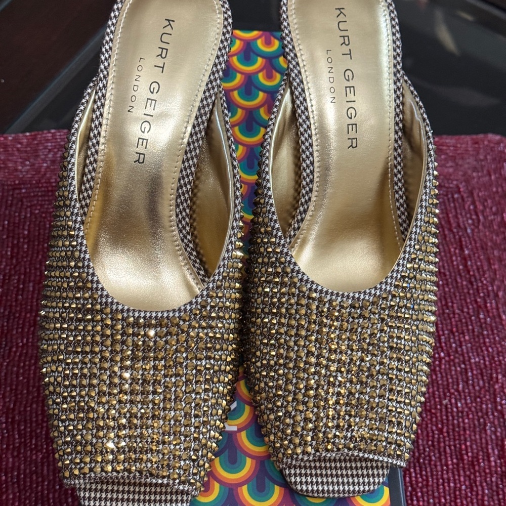 Kurt Geiger London Eagle heel studded mules